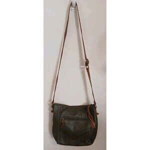 The Sak Shoulder Bag Boho Pebble Leather Olive Green Brown Adjustable Strap